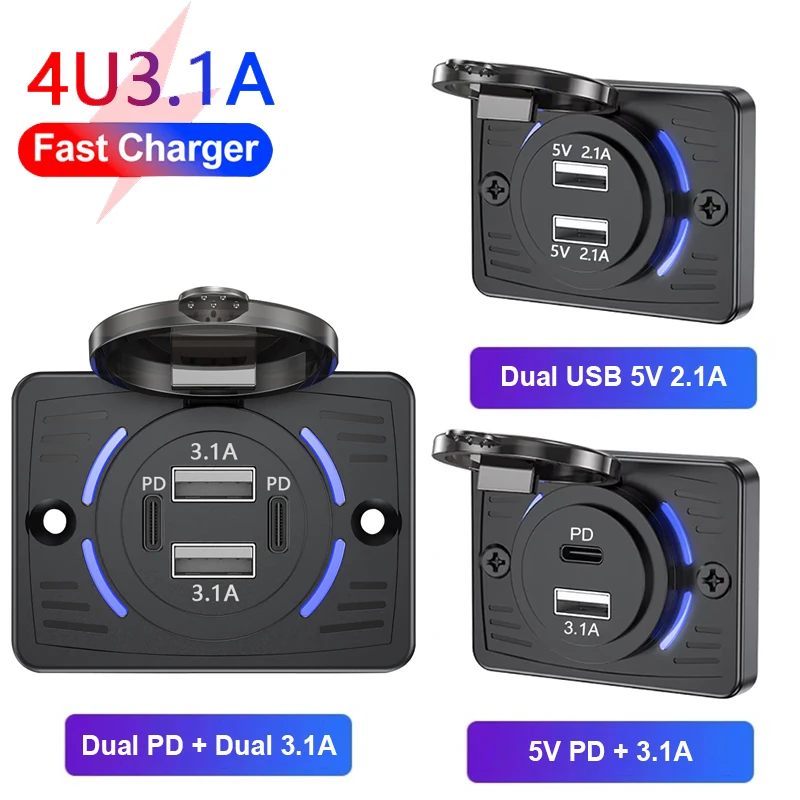 Car Accessories Thailand - 12V-24V Çift USB QC3.0 PD 3.1A/2.1A