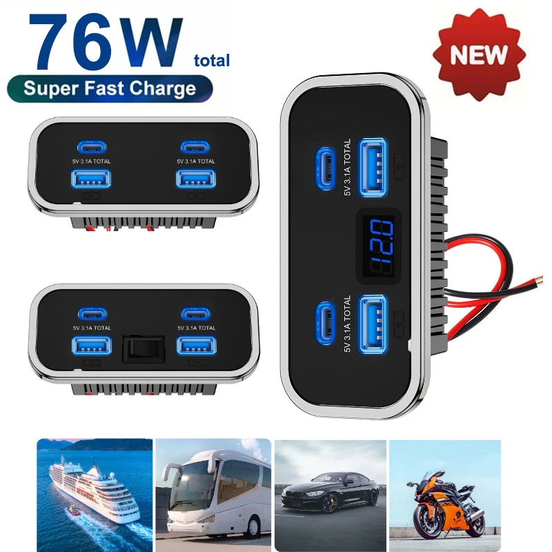 12V-24V 4 Portlu Çift USB PD3. - Car Accessories Thailand incelemesi ve fiyatı