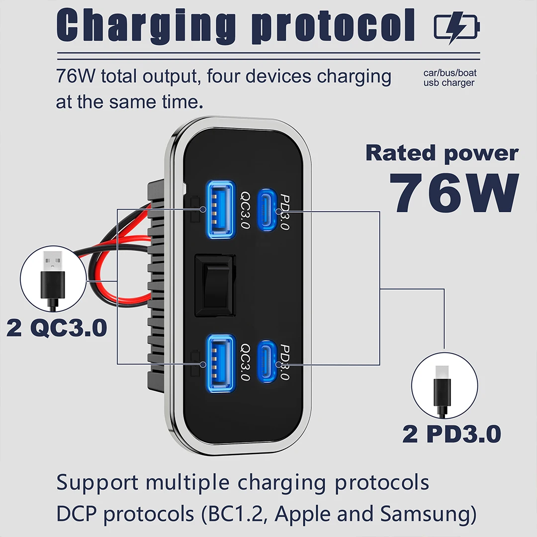 12V-24V 4 Portlu Çift USB PD3. - Car Accessories Thailand incelemesi ve fiyatı